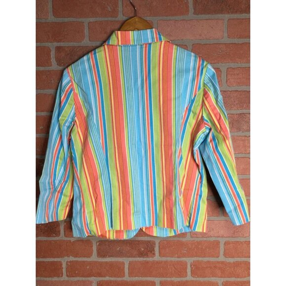 Vintage Briggs Blazer Jacket Two Button Front Pockets Colorful Striped Size 12 - Picture 3 of 6